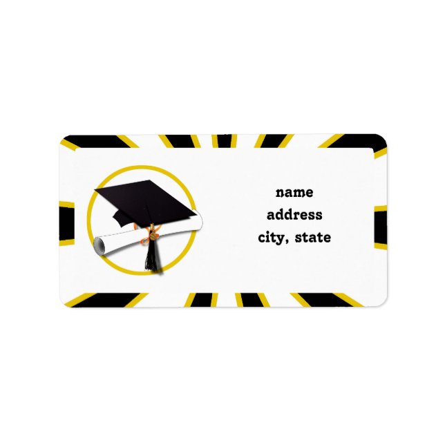 Graduation Cap w/Diploma - Gold & Black Label (Front)