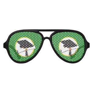 Graduation Cap w/Diploma - Green Background Aviator Sunglasses