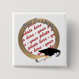 Graduation Cap w/Gold Frame (1) 15 Cm Square Badge