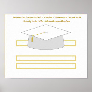 Graduation Cap White Paper Hat Printable Poster