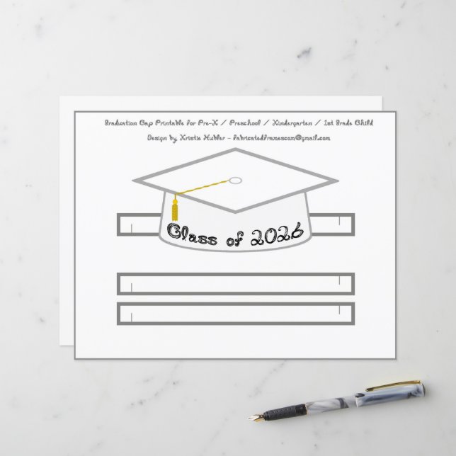 Graduation Cap White Party Hat 2026 Black Font (Front/Back In Situ)
