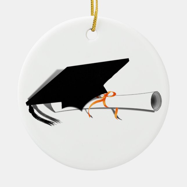 Graduation Cap With Diploma Ceramic Tree Decoration (Front)
