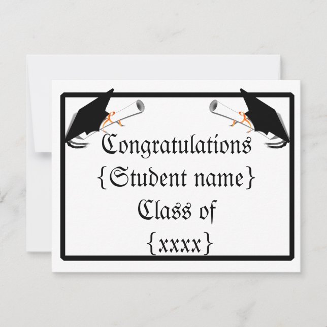 Graduation Cap with Diploma Invitation (Front)