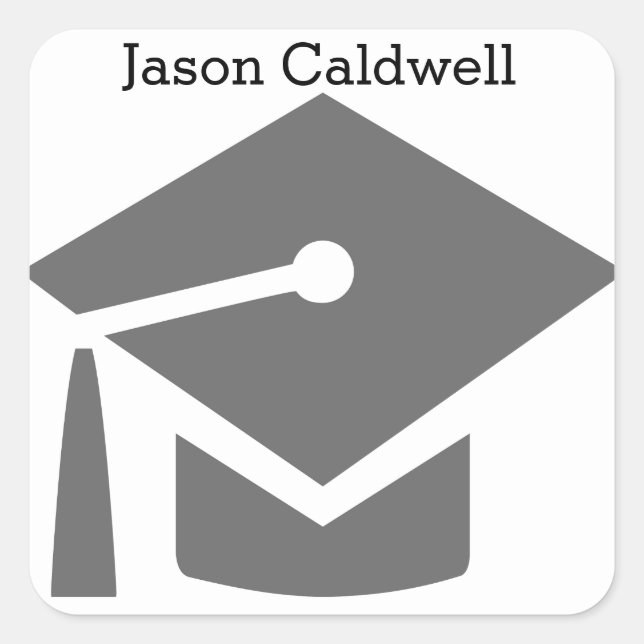 Graduation Cap with Name - Square Sticker (Front)