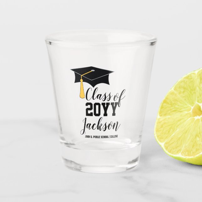 Graduation Cap with Tassel Class of 2025 Shot Glass (Front)