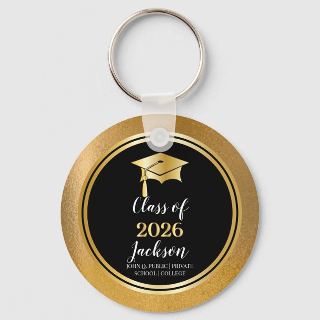 Graduation Cap with Tassel Class Year Key Ring (Front)