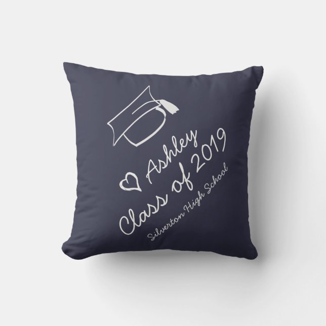 Graduation Cap Year Name School Personalised Cushion (Front)