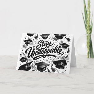 Graduation Caps with Motivational Text Card