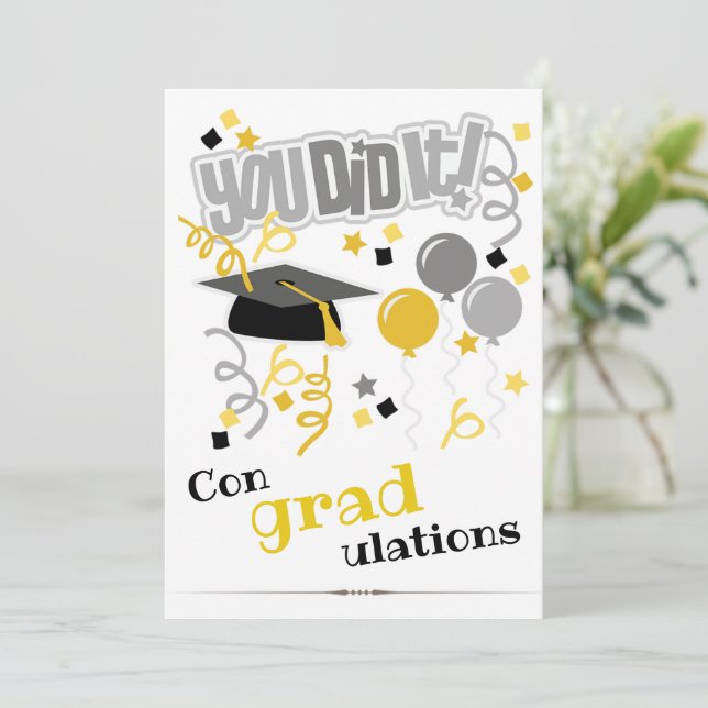 Graduation card, congratulations, you did it! card (Standing Front)