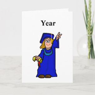Graduation Card - Customise Year  Cartoon Female V