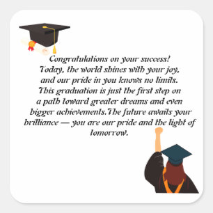  Graduation Card   Inspirational Quote   Class of  Square Sticker