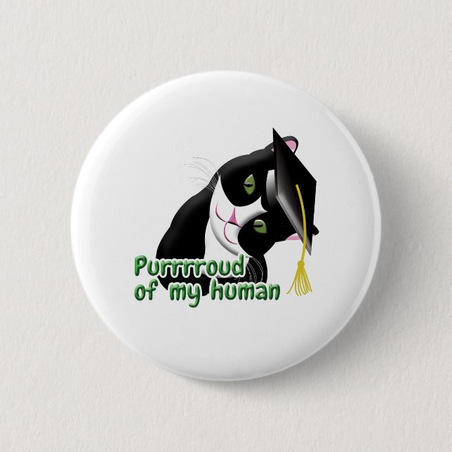 Graduation Cat 6 Cm Round Badge (Front)