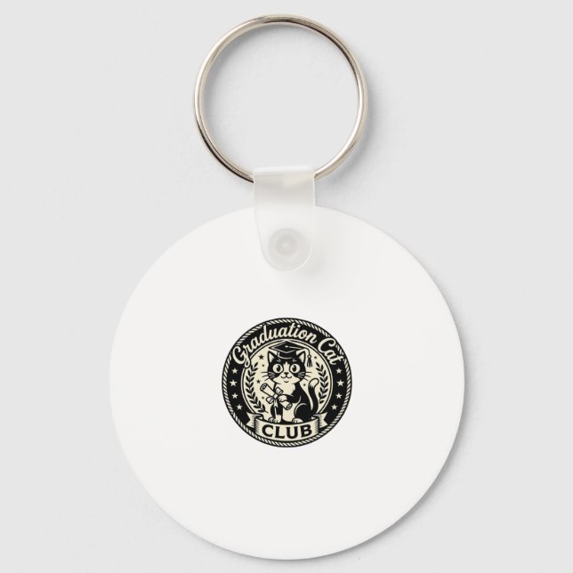 Graduation Cat Funny Cat Graphic - Graduation Cat  Key Ring (Front)