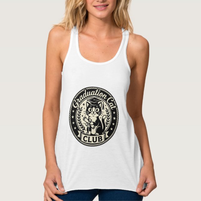Graduation Cat Funny Cat Graphic - Graduation Cat  Singlet (Front)