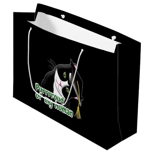 Graduation Cat Large Gift Bag (Front Angled)