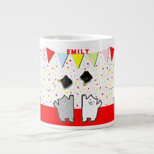 Graduation Cat Mascot Large Coffee Mug