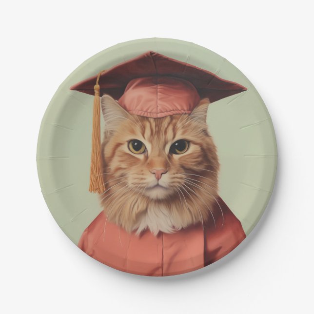Graduation Cat Paper Plate (Front)