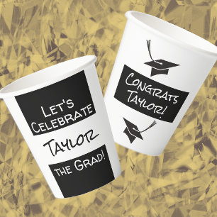 Graduation Celebrate the Grad with Name Paper Cups