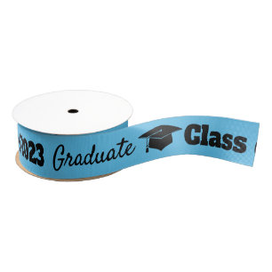 Graduation Celebration Black Blue Hat Vector Art Grosgrain Ribbon