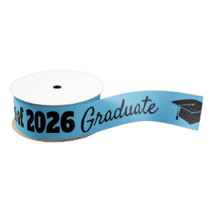 Graduation Celebration Black Blue Hat Vector Art Grosgrain Ribbon