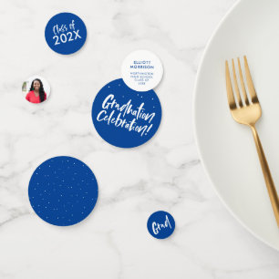 Graduation celebration blue graduate photo confetti