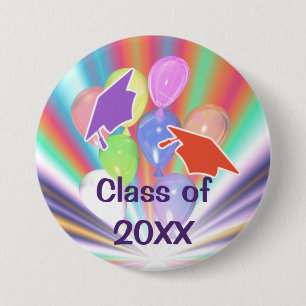 Graduation Celebration Caps and Balloons 7.5 Cm Round Badge