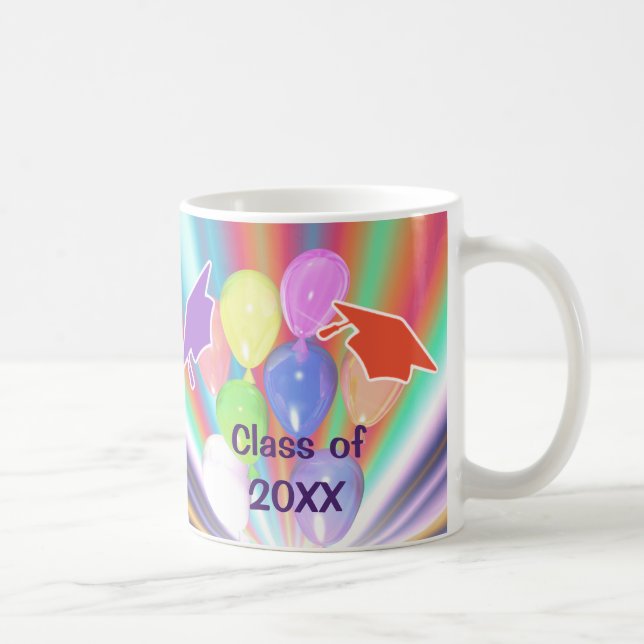 Graduation Celebration Caps and Balloons Coffee Mug (Right)