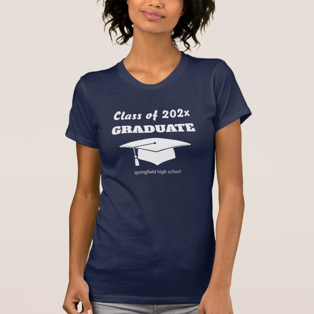Graduation Celebration Class White Hat Vector Art T-Shirt (Front)