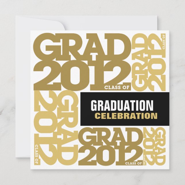Graduation Celebration Invitation 2012 Gold 3 (Front)