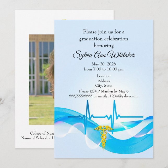 Graduation Celebration Nursing School invitation (Front/Back)