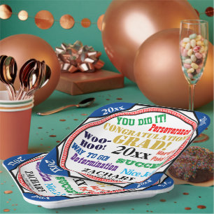 Graduation Celebration Personalise School Colours Paper Plate