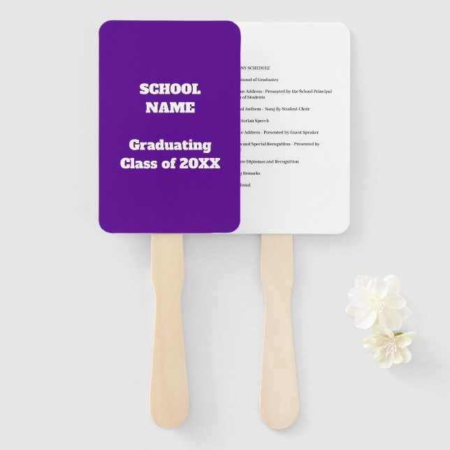 Graduation Ceremony Schedule Guest Program - Hand Fan (Front and Back)