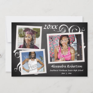 Graduation Chalkboard Photo Frames Invitation