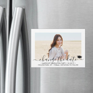 Graduation Change the Date Chic Photo Postponement Magnetic Invitation