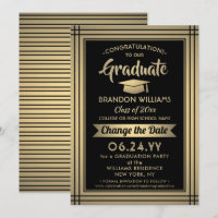 Graduation Change the Date Postponement Black Gold