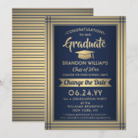 Graduation Change the Date Postponement Navy Gold