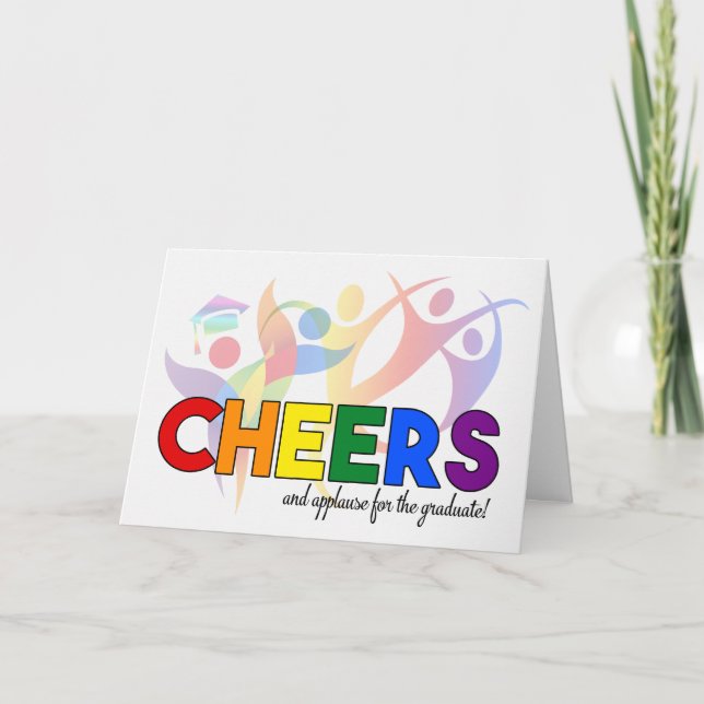 Graduation Cheers and Applause LGBT Rainbow Theme Card (Front)