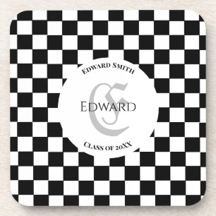 Graduation Chequered Pattern Race Flag Coaster