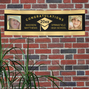 Graduation Chic Gold Congratulations Photo Banner