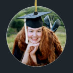 Graduation Christmas Ornament photo on back<br><div class="desc">Graduation Ornament with gold Cap personalized with Year,  Name and School. Elegant Ornament featuring your favorite picture on one side</div>