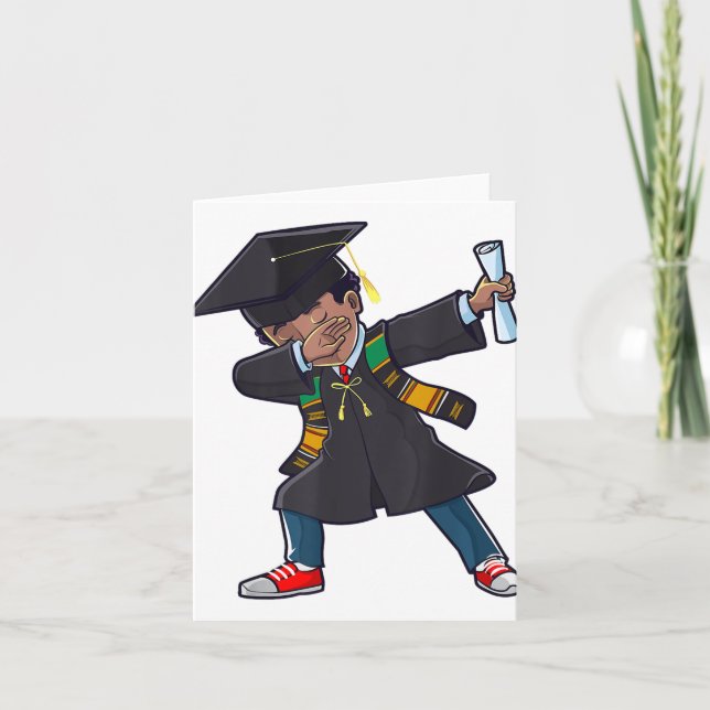 Graduation Cl Of 2025 Dabbing Boy Black Graduate D Card (Front)