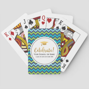 Graduation Class of 2017 Colourful Girly Chevron Playing Cards