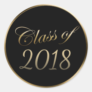 Graduation Class of 2018 Gold Border Classic Round Sticker