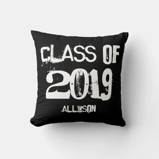 Graduation Class of 2019 Black White Personalised Cushion (Front)