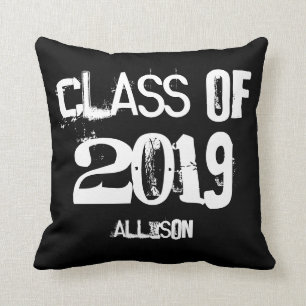 Graduation Class of 2019 Black White Personalised Cushion
