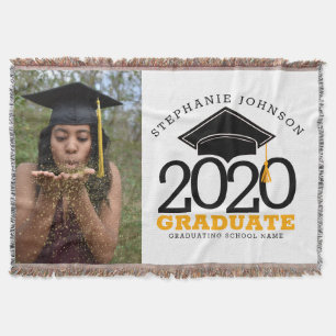 Graduation Class of 2020 Custom Photo Name Throw Blanket