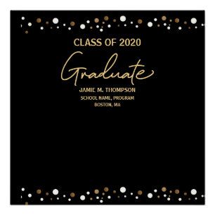 Graduation Class of 2020 Gold/ Black Elegant Poster