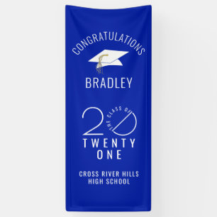 Graduation CLASS OF 2021 Typography Royal Blue Banner