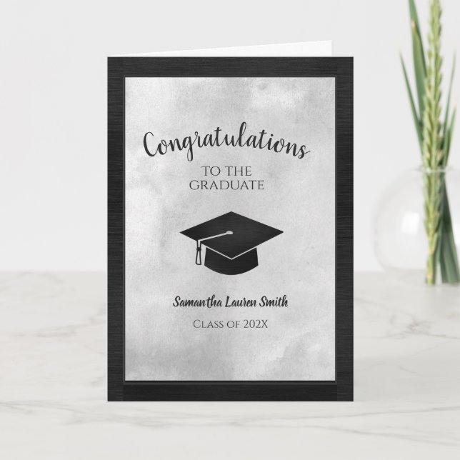 Graduation Class of 2024 Black White Card (Front)