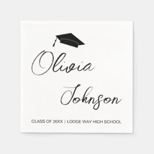 Graduation Class Of 2024 Black White Paper Napkin